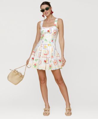 Avec Les Filles - Women's Fruit-Print Flared Mini Dress