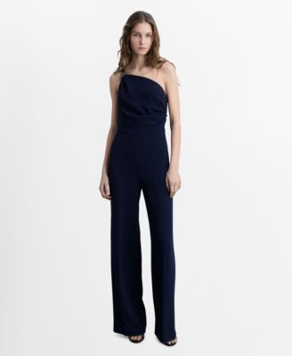 MANGO - Women's Metallic Detail Asymmetrical Jumpsuit