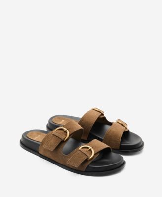 MANGO - Women's Natural Fiber Strap And Buckle Leather Sandals