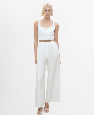 MANGO - Women's Belted Long Lyocell Jumpsuit