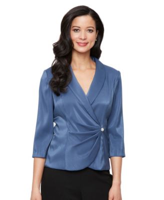 Alex Evenings - Women's Structured Shawl-Collar Blouse