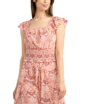 BCX - Juniors' Flutter-Sleeve Smocked Top