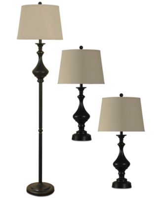 StyleCraft Home Collection - Set of 3 Madison Bronze Finish Lamps: 1 Floor Lamp & 2 Table Lamps