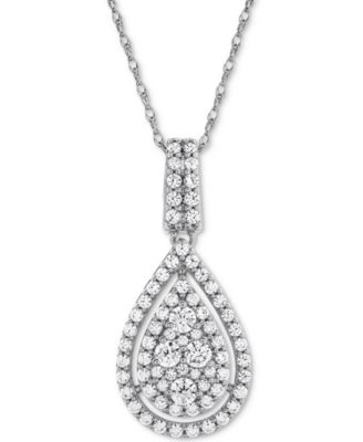 Macy's - Diamond Pav&eacute; Teardrop 18" Pendant Necklace (1 ct. t.w.)