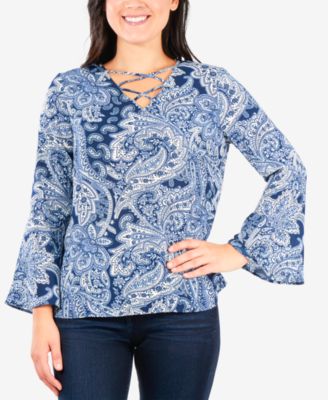 NY Collection - Bell-Sleeve Lattice Top
