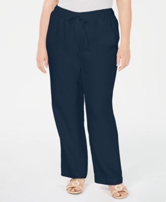 Charter Club - Plus Size Linen Straight-Leg Pants