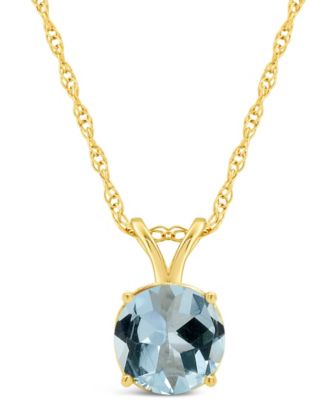 Macy's - Aquamarine (1-1/4 ct. t.w.) Pendant Necklace in 14K Yellow Gold