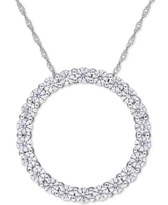 Macy's - Lab-Grown Moissanite Circle 17" Pendant Necklace (2-1/5 ct. t.w.) in 14k White Gold