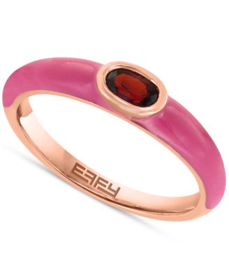 EFFY Collection - Garnet (1/4 ct. t.w.) & Enamel Bezel Ring in 14k Rose Gold-Plated Sterling Silver