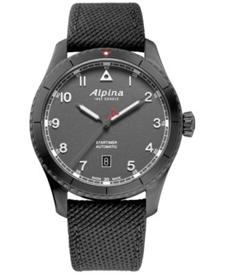 Alpina - Men's Swiss Automatic Startimer Pilot Gray Rubber Strap Watch 41mm