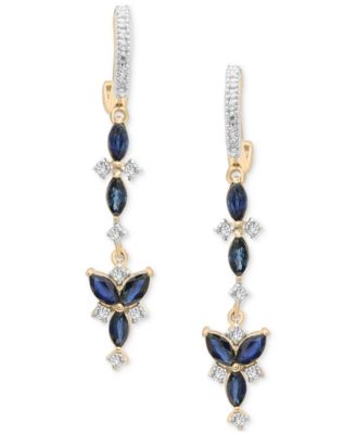 Macy's - Sapphire (1 ct. tw) & Diamond (1/5 ct. tw.) Drop Earrings in 14k Gold