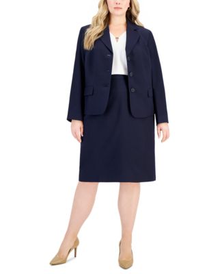 Le Suit - Plus Size Button-Front Pencil Skirt Suit