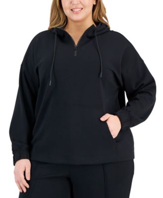 ID Ideology - Plus Size Quarter Zip Hooded Sweatshirt