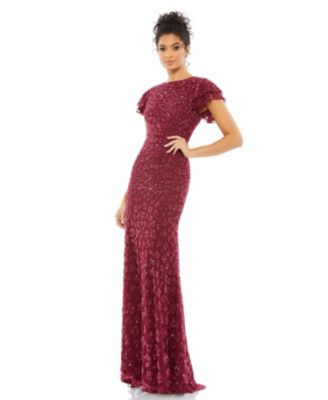 Mac Duggal - Short-Sleeve Sequined Gown