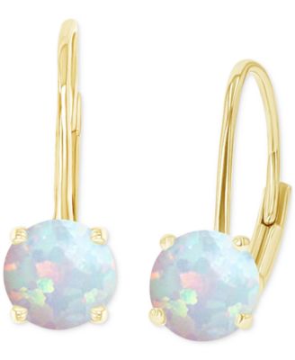 Macy's - Lab-Grown Opal Polished Leverback Earrings (5/8 ct. t.w.)