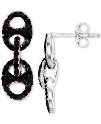 Macy's - Black Spinel Mariner Link Drop Earrings (3/4 ct. t.w.) in Sterling Silver