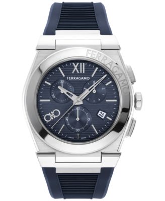 Ferragamo - Men's Swiss Chronograph Blue Rubber Strap Watch 42mm