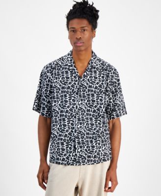 Hugo Boss - Men's Eligino Relaxed Fit Short Sleeve Button Front Logo Camp Shirt