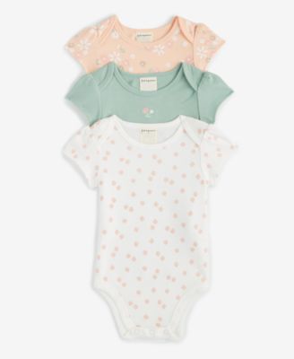 First Impressions - Baby Girls Secret Garden Cotton Bodysuits, 3 Pack