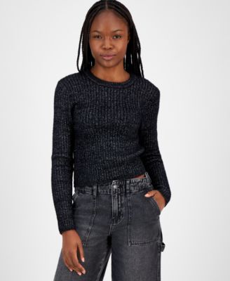 Madden Girl - Juniors' Eyelash Shrunken Crewneck Sweater