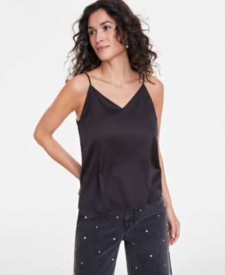 On 34th - Women's Satin V-Neck Inset-Panel Tank