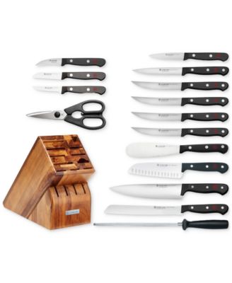 Wüsthof - Gourmet Black 16-Pc. Knife Set and Wooden Block