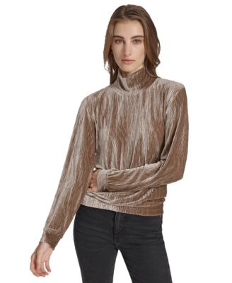 Marc New York - Women's Wavy Velvet Turtleneck Top