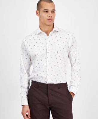 Bar III - Men's Slim Fit Long Sleeve Button-Front Sami Floral Print Shirt