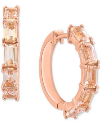 EFFY Collection - Morganite Small Huggie Hoop Earrings (2-7/8 ct. t.w.) in 14k Rose Gold-Plated Sterling Silver, 0.87"