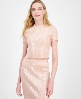 HUGO - Women's Cropped Sequin T-Shirt