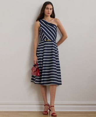 Lauren Ralph Lauren - Women's Striped Belted Taffeta Cocktail Dress