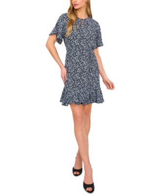 CeCe - Women's Printed Raglan-Sleeve Mini Skater Dress