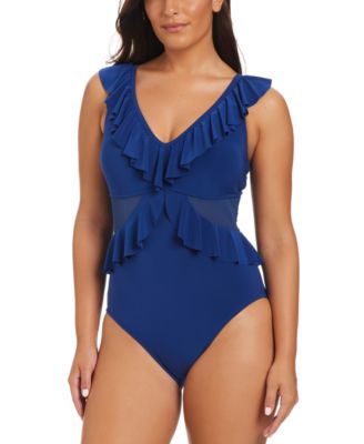 Beyond Control - Women's Solid Essentials Mesh Cut-Out One-Piece Swimsuit