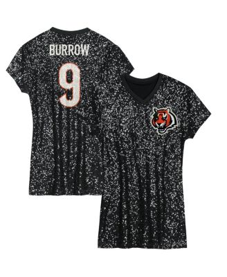 Outerstuff - Big Girls&nbsp;Joe Burrow Black Cincinnati Bengals Sequin Player Name Number V-Neck Dress