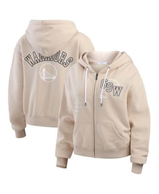 WEAR by Erin Andrews - Women's Cream Golden State Warriors Plus Size Tonal Felt Patch Full-Zip Hoodie