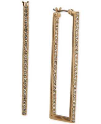 KARL LAGERFELD PARIS - Gold-Tone Crystal Rectangular Medium Hoop Earrings, 1.81"