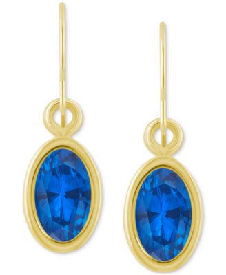 Macy's - Created Sapphire Oval Stud Earrings (1-1/2 ct. t.w.) in 10k Yellow Gold