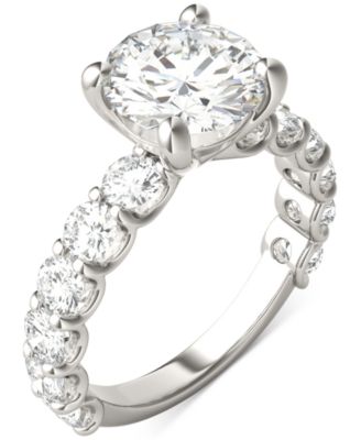 Charles & Colvard - Moissanite Solitaire & Trellis-Set Side Stone Ring (3-3/4 ct. t.w.) in 14k White Gold