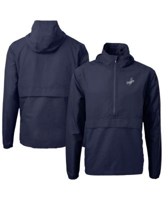 Cutter & Buck - Men's Navy Los Angeles Dodgers Charter Anorak Half-Zip Hoodie Jacket