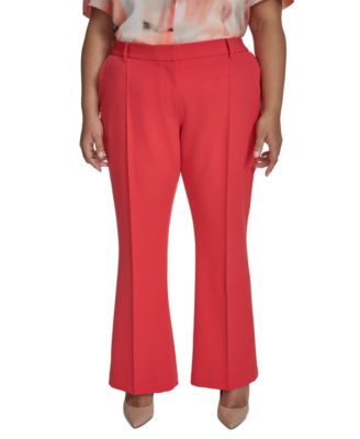 DKNY - Plus Size Pintuck Mid-Rise Flared-Leg Pants