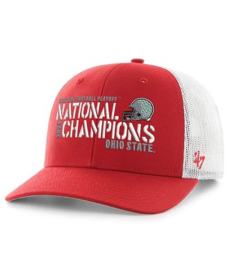 '47 Brand - Men's Scarlet/White Ohio State Buckeyes College Football Playoff 2024 National Champions Team Trucker Adjustable Hat