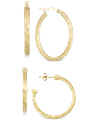 Macy's - Set of Two Rope Hoop Earrings in 14k Gold Vermeil or Sterling Silver