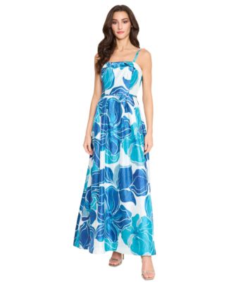 Tahari ASL - Women's Floral-Print Square-Neck Gown