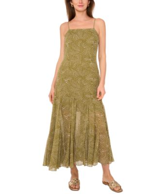 1.STATE - Women's Printed Square Neck Sleeveless Maxi Dress