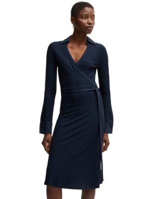 Hugo Boss - BOSS by  Women's Lustrous Ribbed Wrap Dress