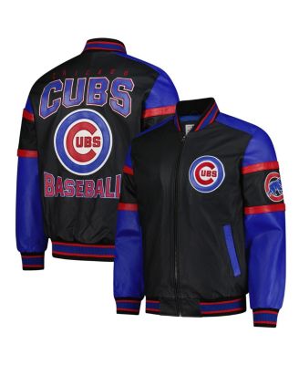 G-III Sports by Carl Banks - Men's Black Chicago Cubs Full-Zip Leather Varsity Jacket