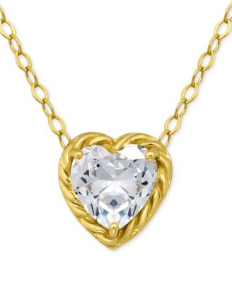 Giani Bernini - Cubic Zirconia Heart Pendant Necklace, 16" + 2" extender