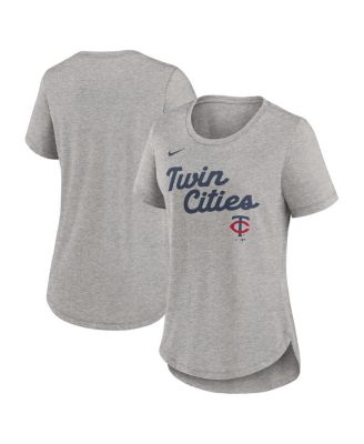 Nike - Women's Heather Gray Minnesota Twins Script Tri-Blend T-Shirt