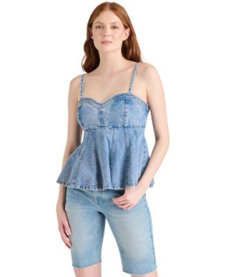 Steve Madden - Women's Delta Sleeveless Denim Peplum Top