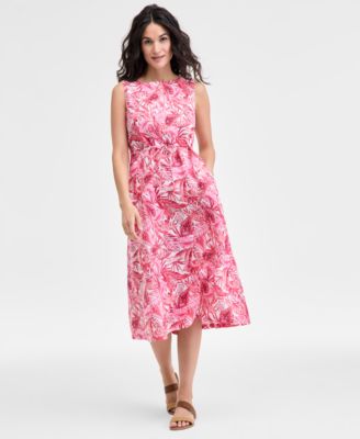 Charter Club - Women's 100% Linen Printed Midi Dress, Exclusively at Macy's